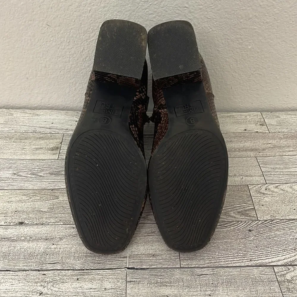 Time and Tru Snake Print Booties With Memory Foam Size 8